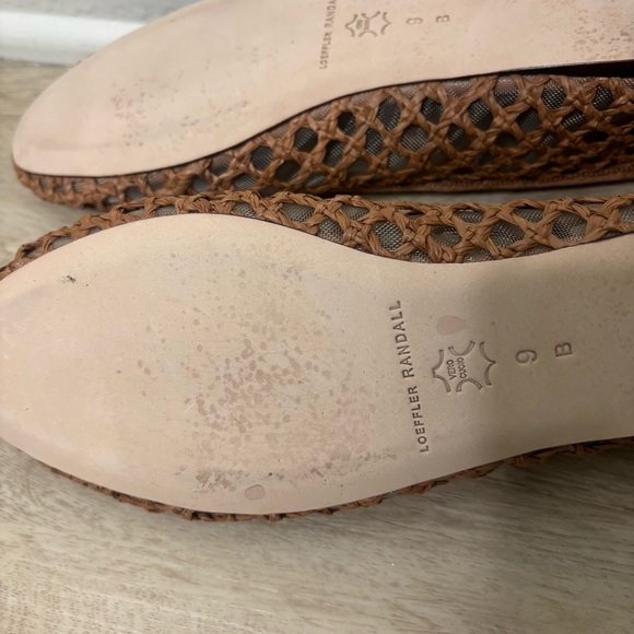 Loeffler Randall Leonie grosgrain-trimmed raffia Mary Jane ballet flats Size 9 - Picture 7 of 8
